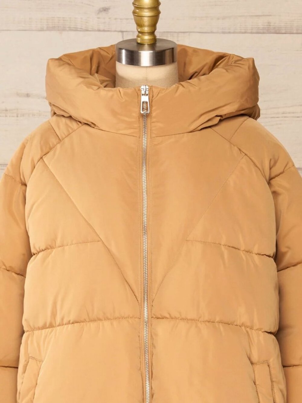 Winter Puffer Jacket Short Oversized Beige S - Picture 9 of 16
